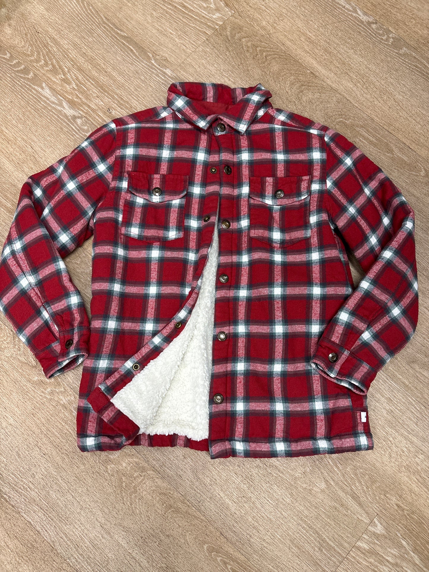 14 Red Plaid Lined Shacket