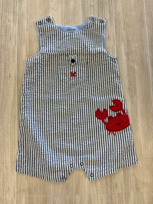 12m Little Me Pinstripe Crab Overalls