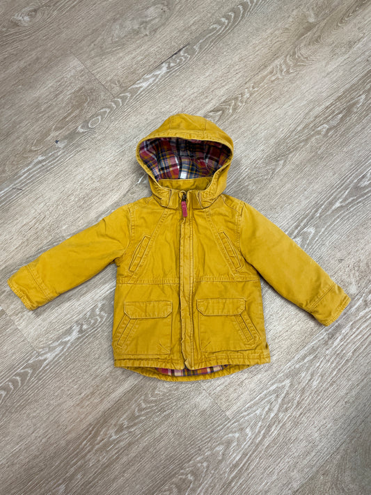2T OshKosh Yellow Plaid Lined Hooded Jacket