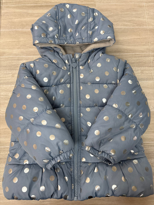2T Blue Silver Dotted Puffer Jacket