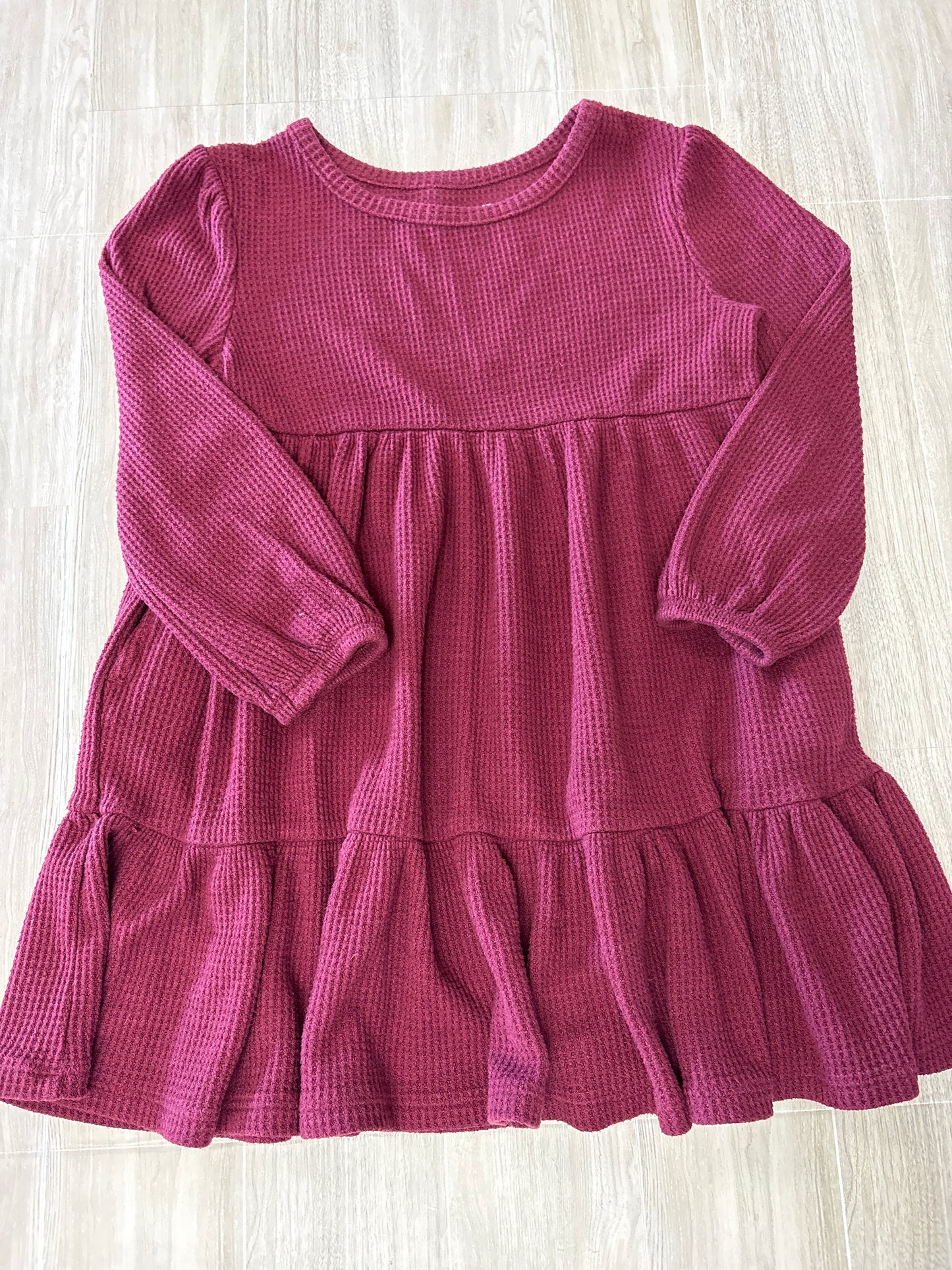 5T Maroon Waffle Knit Long Sleeve Dress