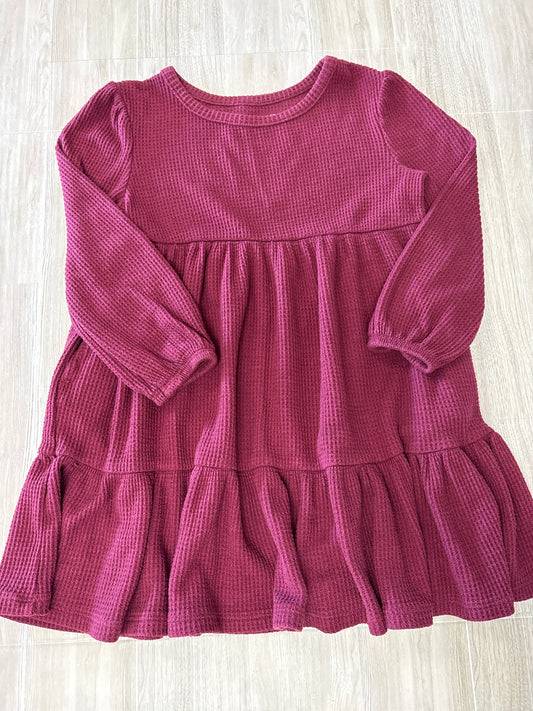5T Maroon Waffle Knit Long Sleeve Dress