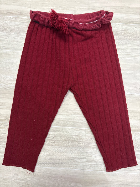 9-12m Red Ribbed Pants with Ruffle Waist