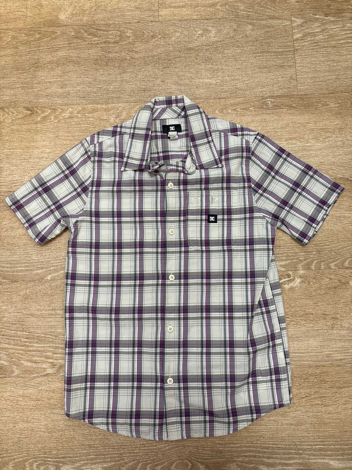 10/12 DC Purple/Grey Plaid Button Up