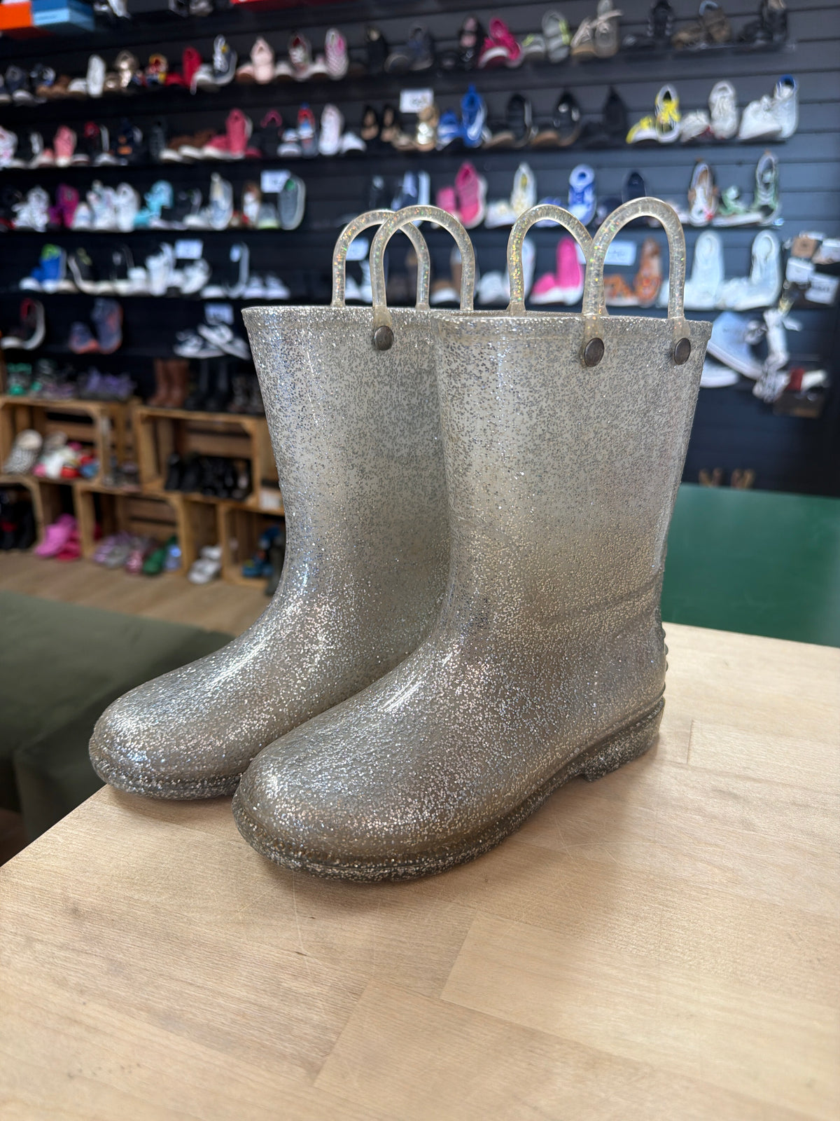 13c Western Chief Silver Glitter Rainboots - Blemish