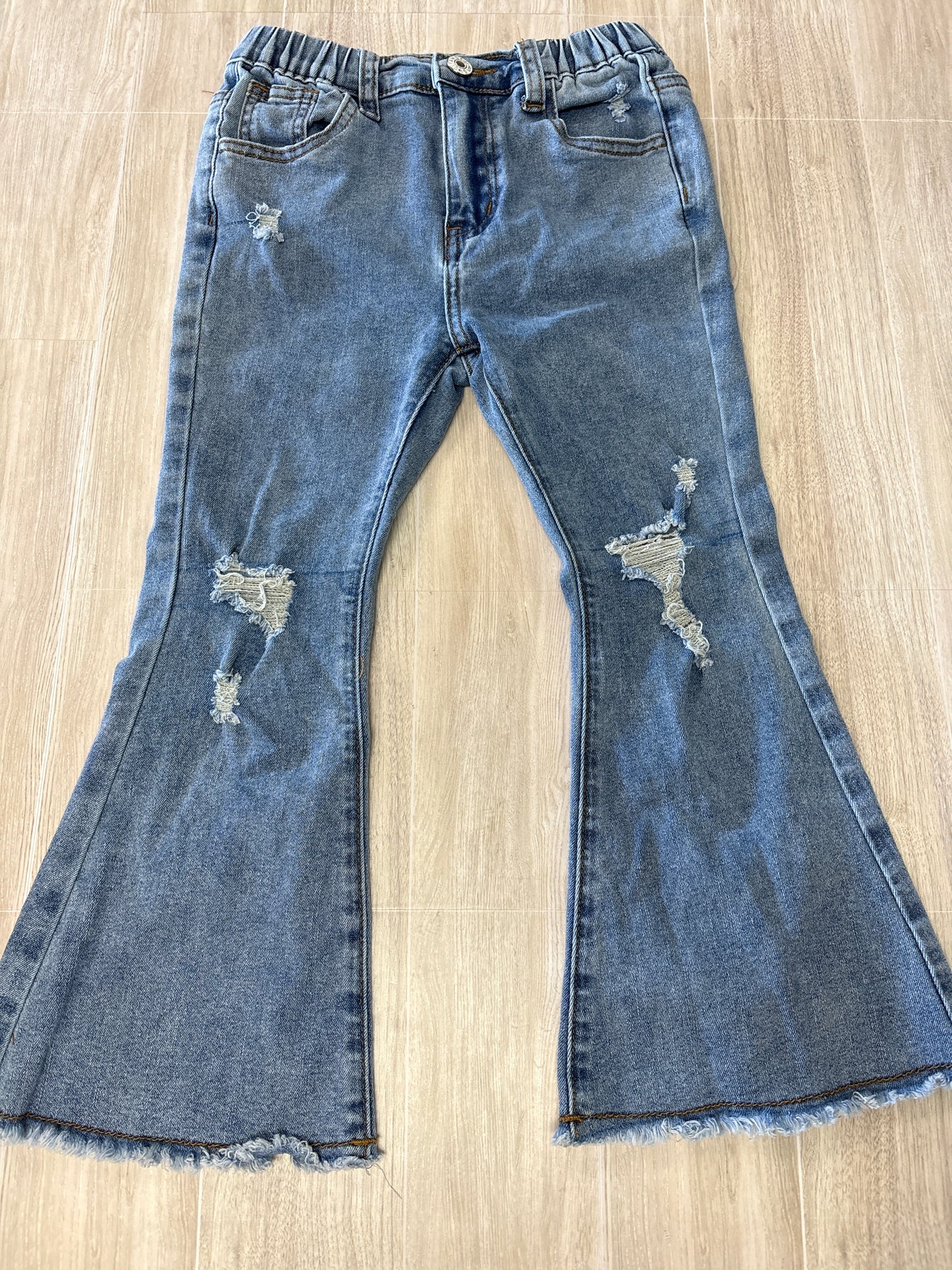 6 Light Wash Distressed Flares