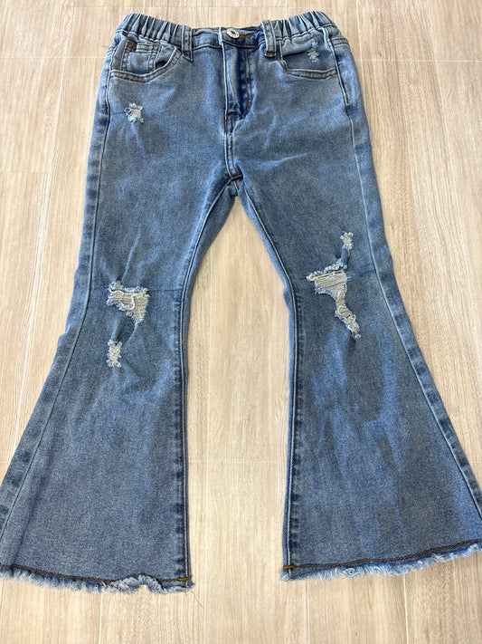 6 Light Wash Distressed Flares