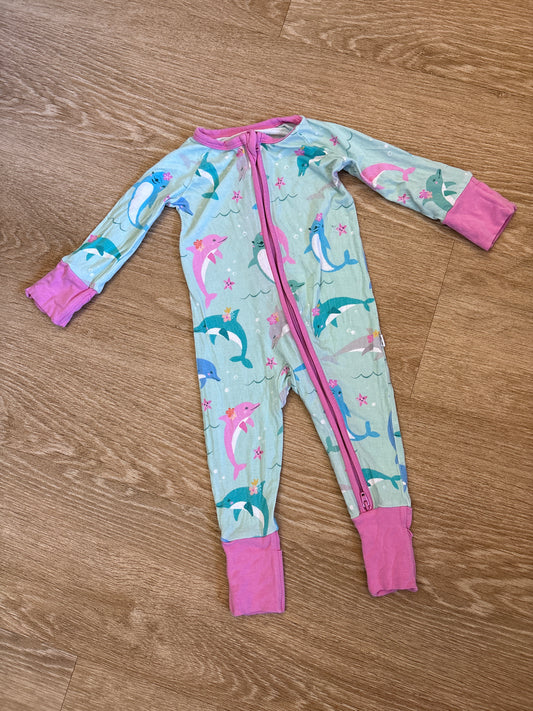 0-3m Little Sleepies Pink/Teal Dolphin Pajama