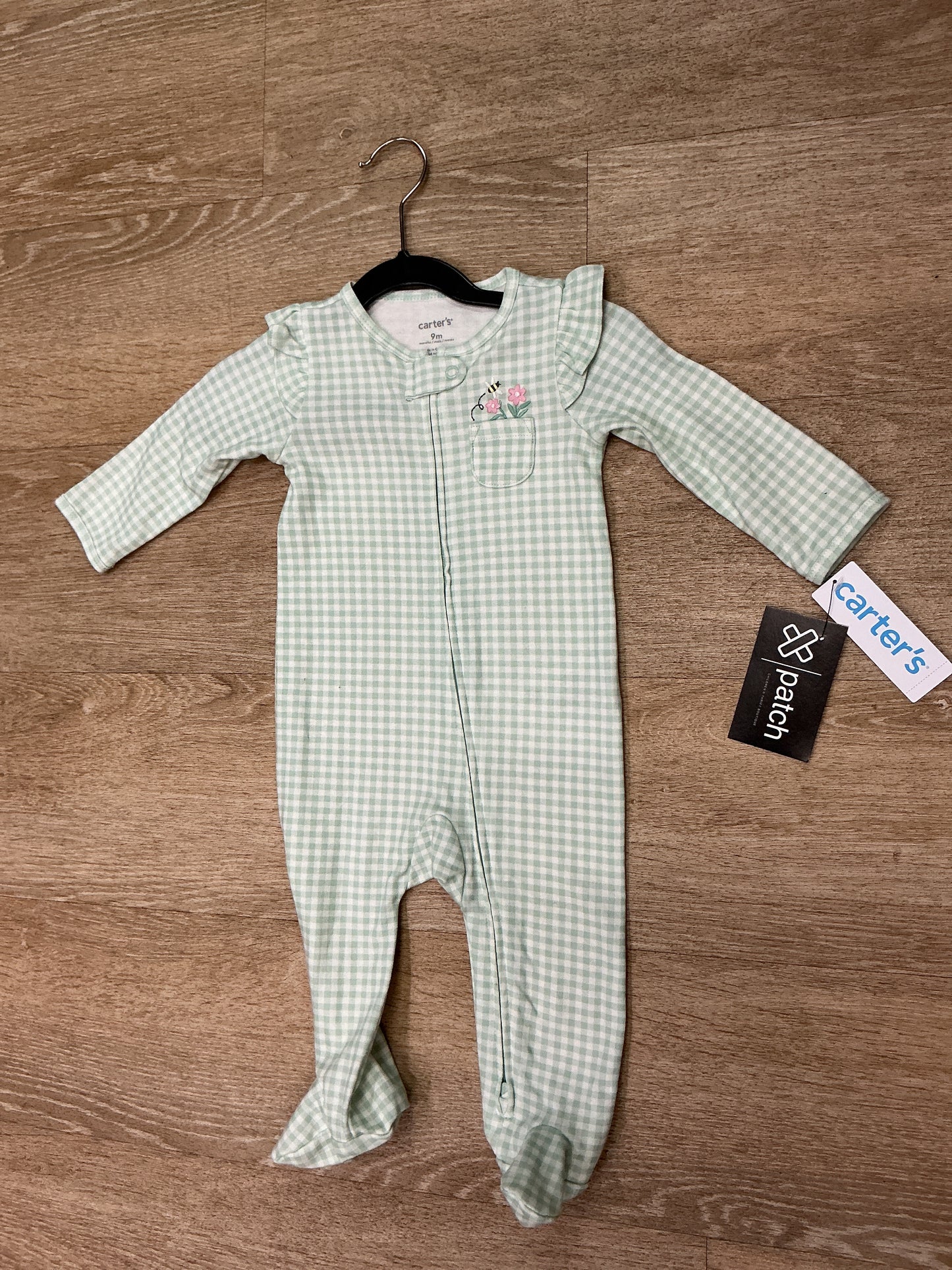 nwt-9m-checkered-bee-pajama