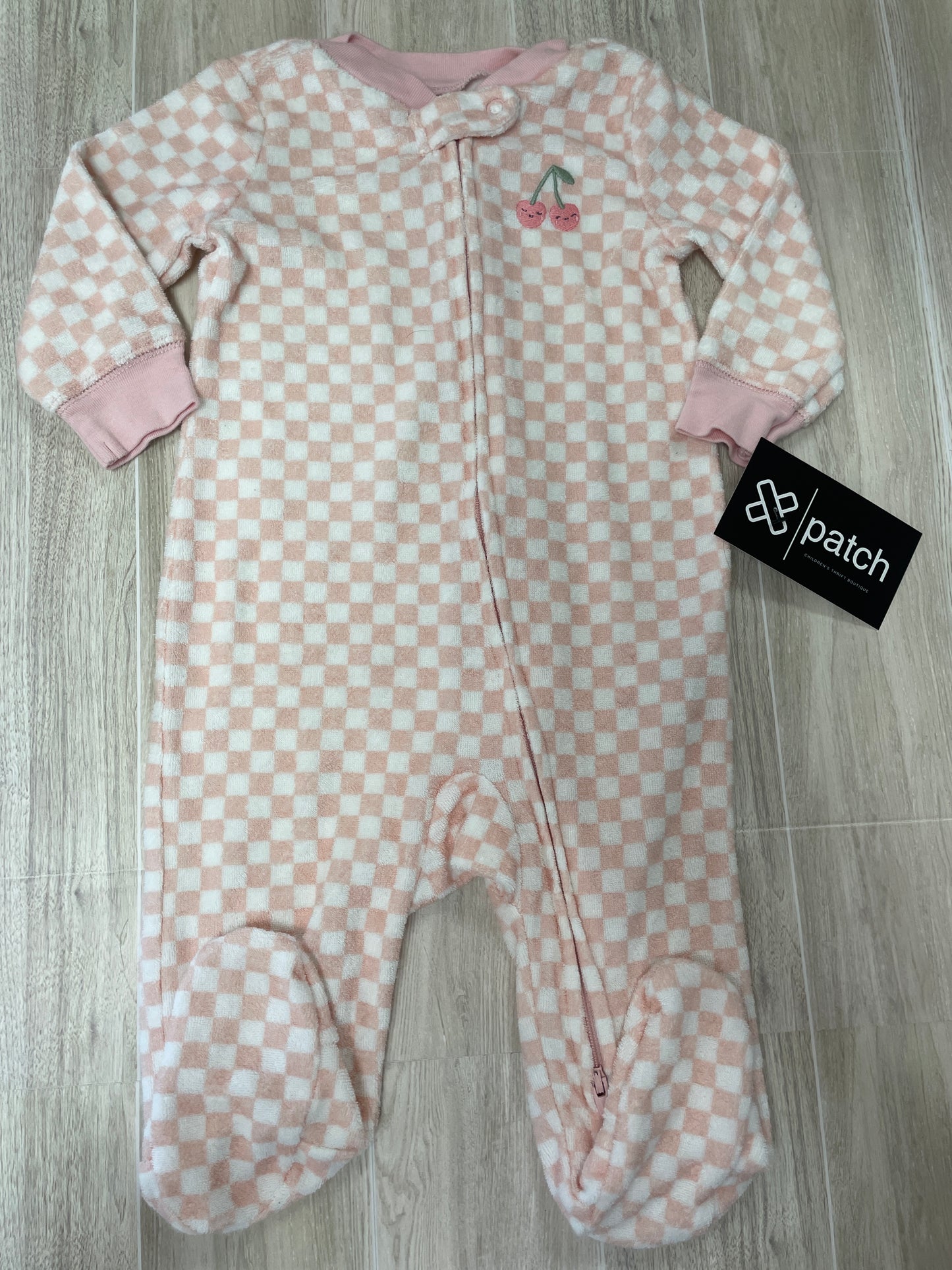 6m Pink Checkered Cherry Terry Pajama