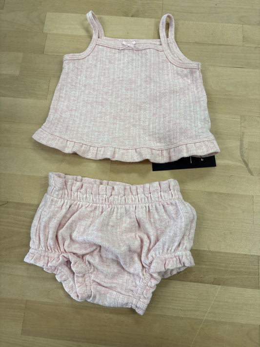 3-6m Pink Ribbed 2 Piece Set