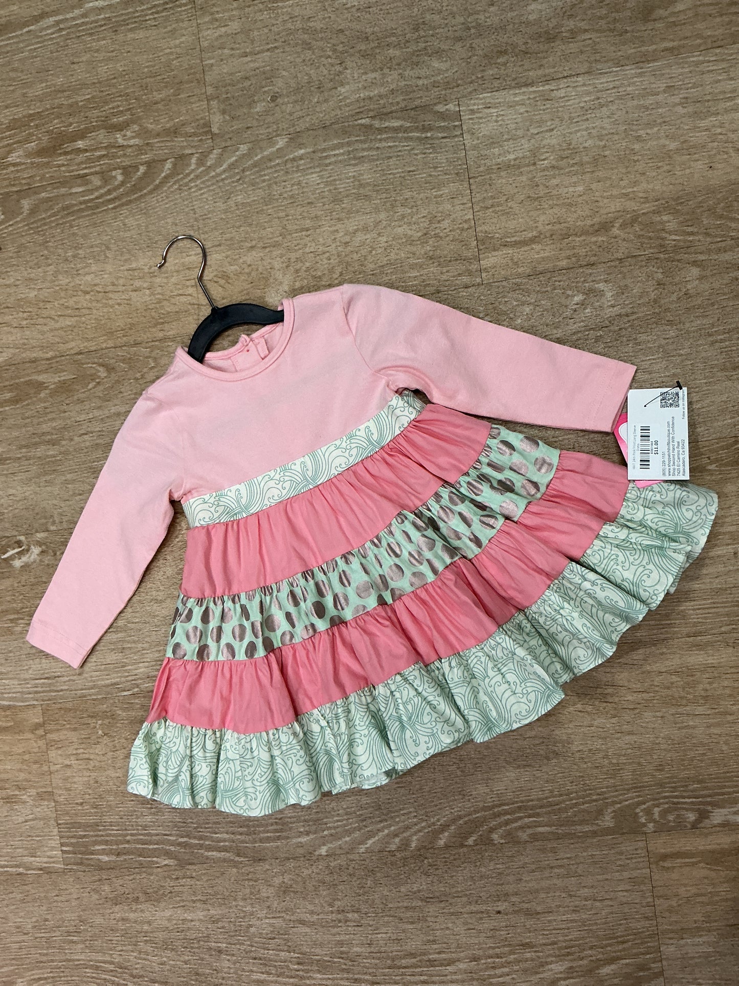 NWT 24m Pink/Mint Long Sleeve Dress