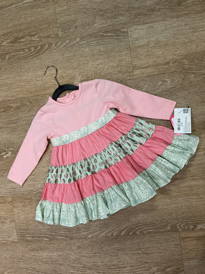 NWT 24m Pink/Mint Long Sleeve Dress
