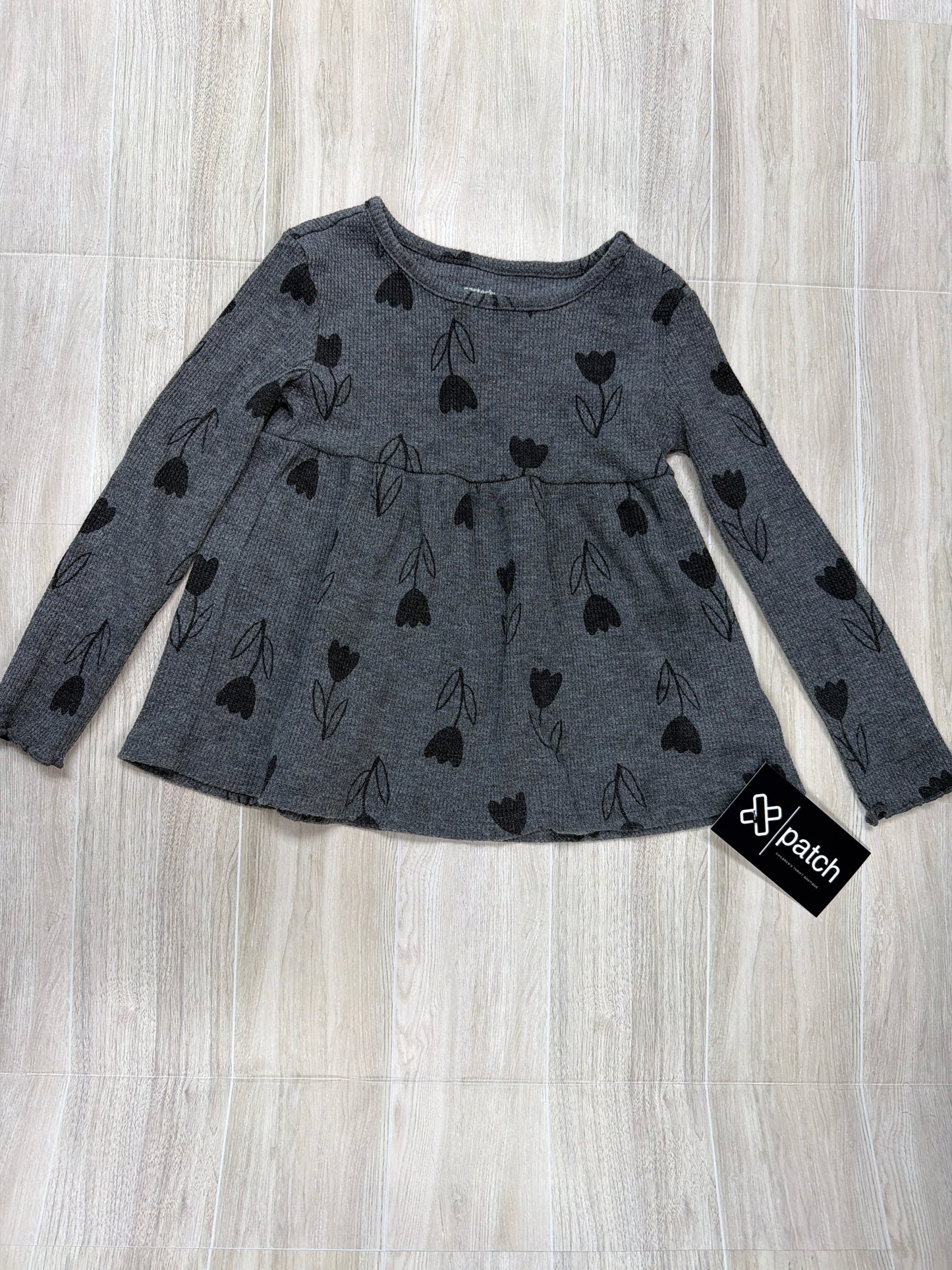 3T Charcoal Grey Floral Long Sleeve
