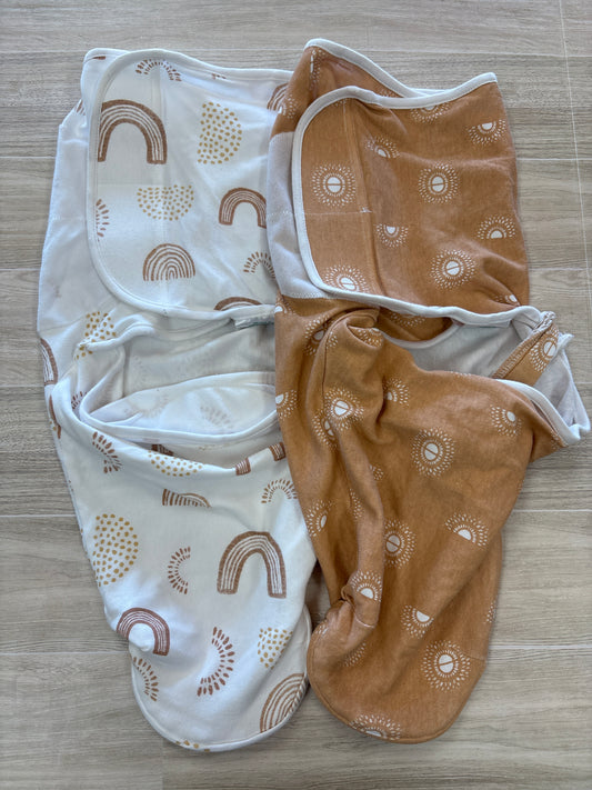 0-3m Aden + Anais 2 Pack Swaddle White/Clay