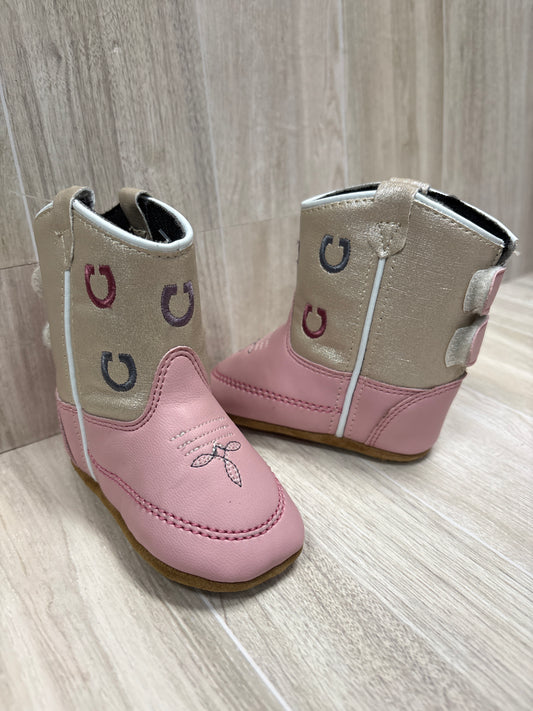 2c Old West Pink Horseshoe Infant Boots