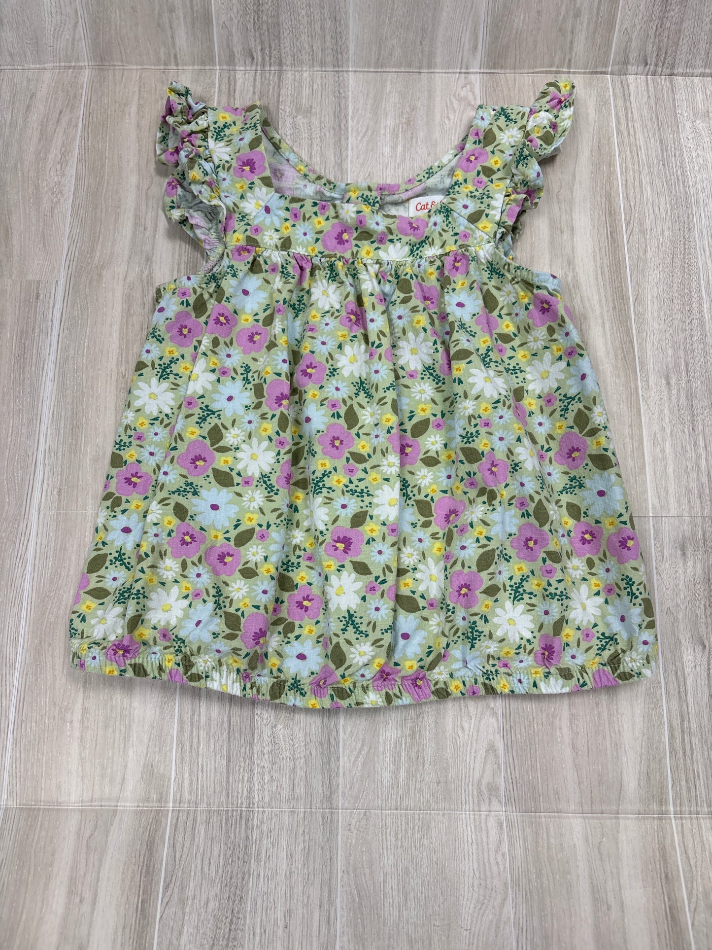 6/7 Green Floral Tank