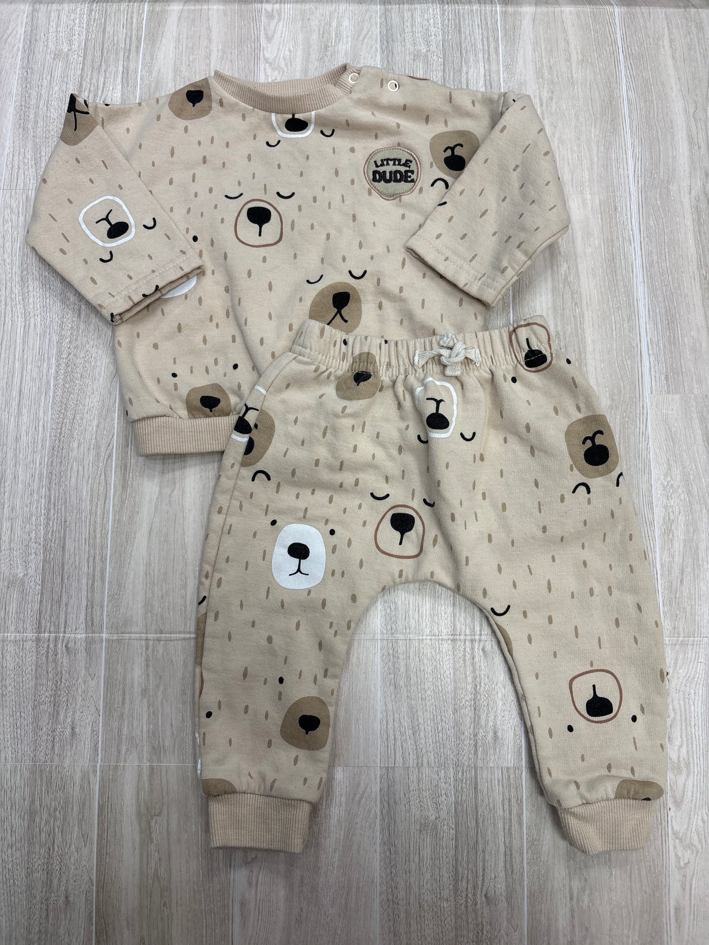 6-9m Tan Little Dude 2 Piece Set