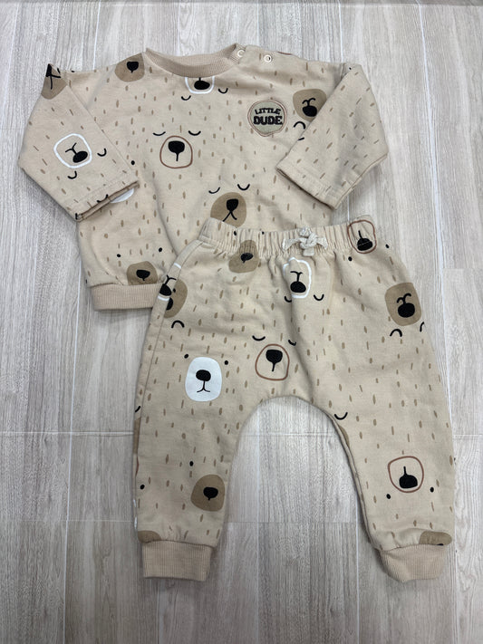 6-9m Tan Little Dude 2 Piece Set