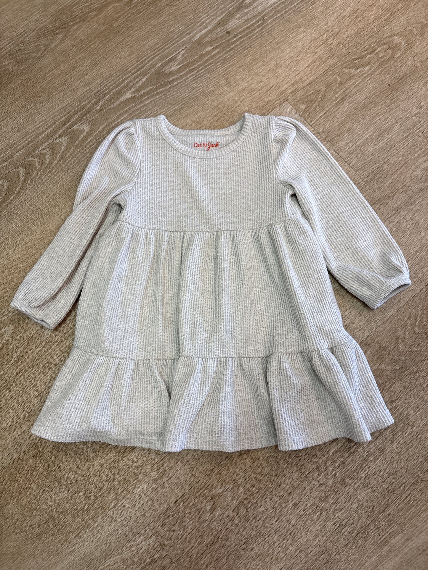 3T Cream Waffle Knit Dress
