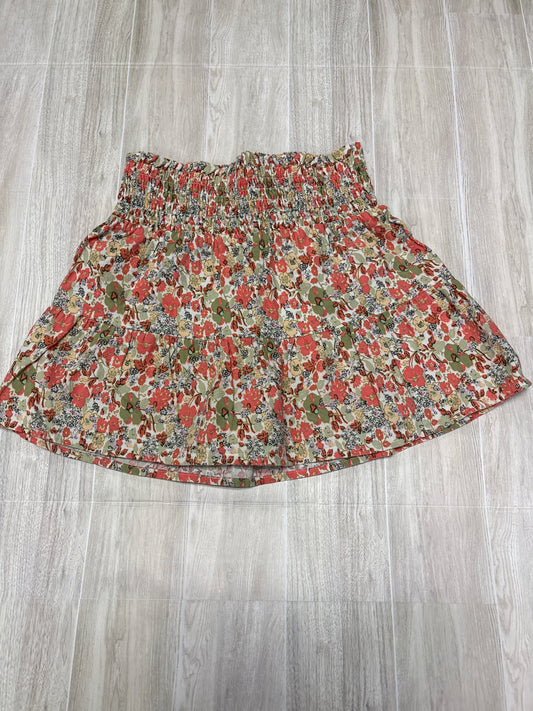 7/8 Salmon/Green Floral Skirt