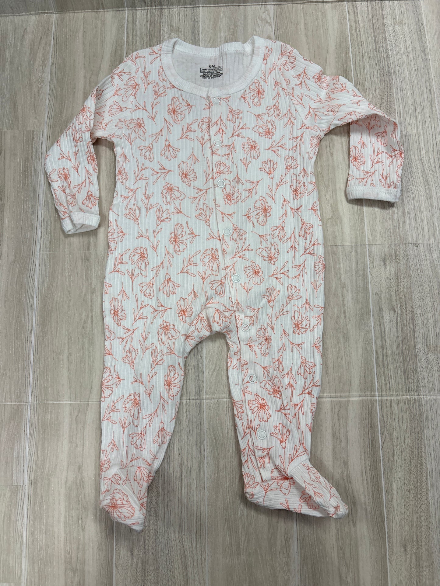 6m White Ribbed Marigold Button Pajama