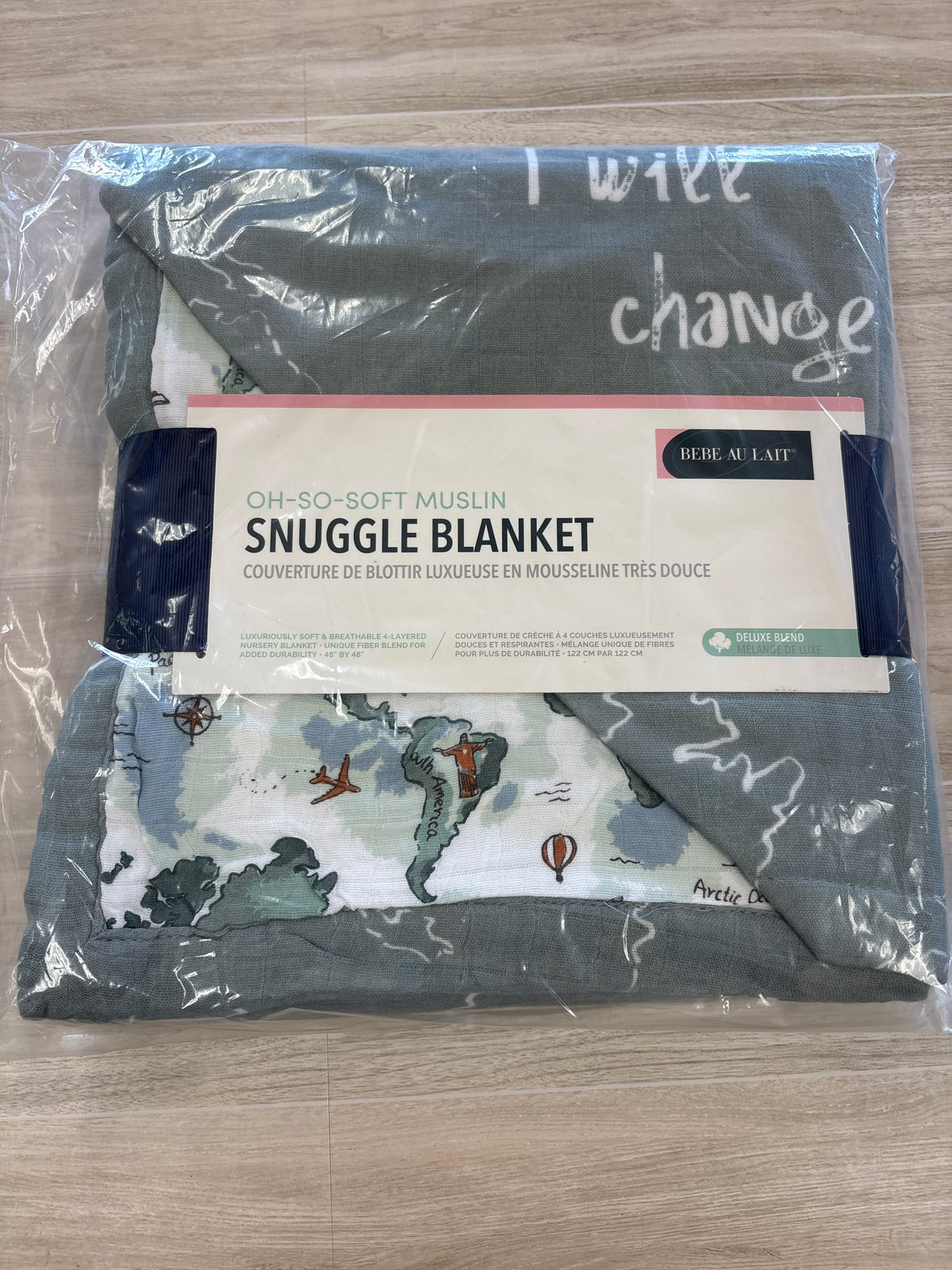 NWT Soft Muslin Snuggle Blanket - World Map