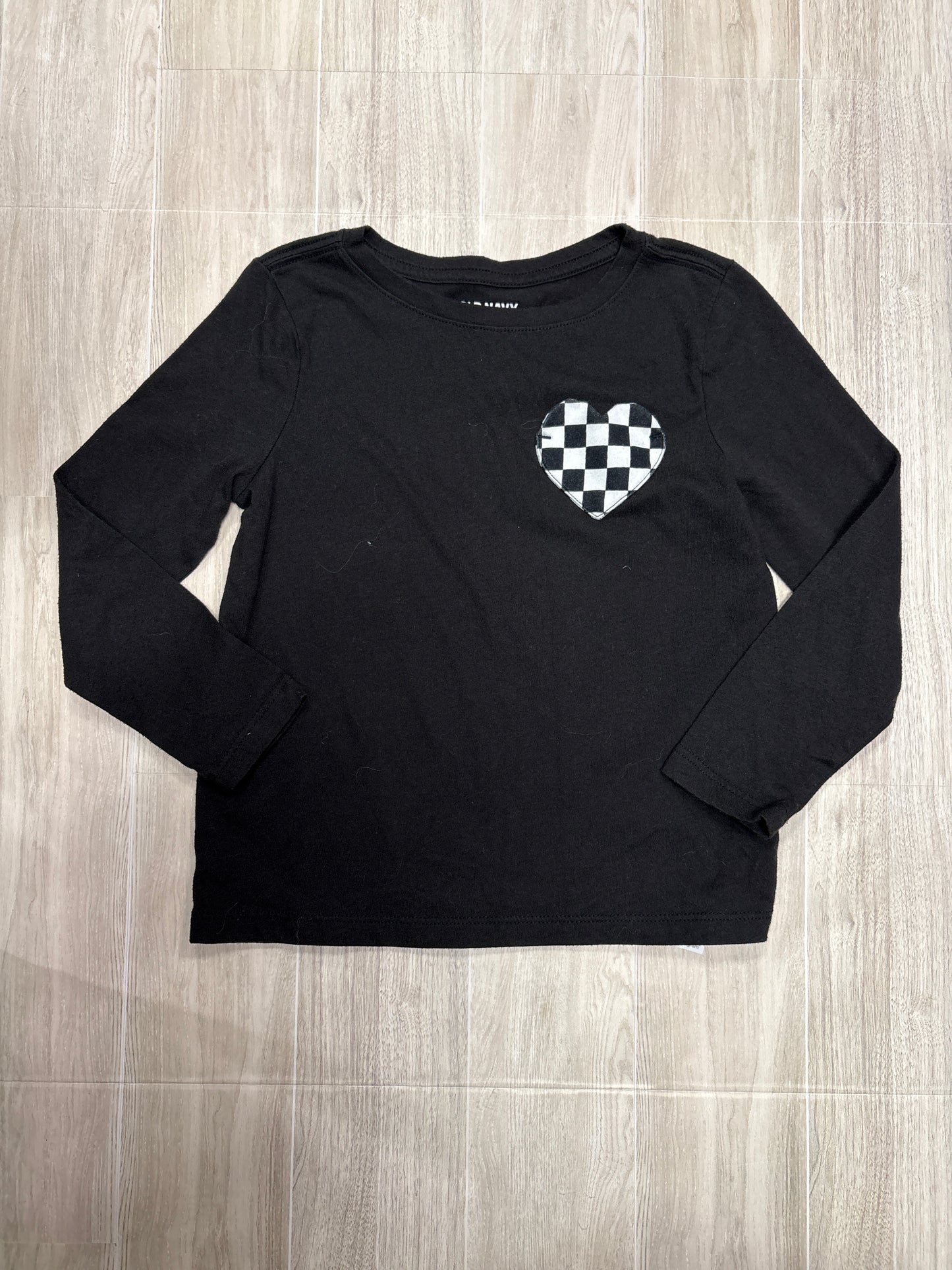5T Black Checkered Heart Long Sleeve