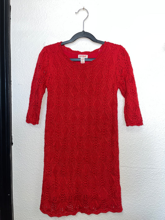 6x Red Shimmer Sweater Dress