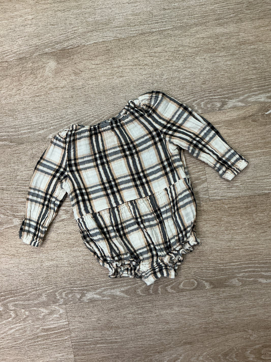 6-12m Plaid Gauze Bubble Onesie
