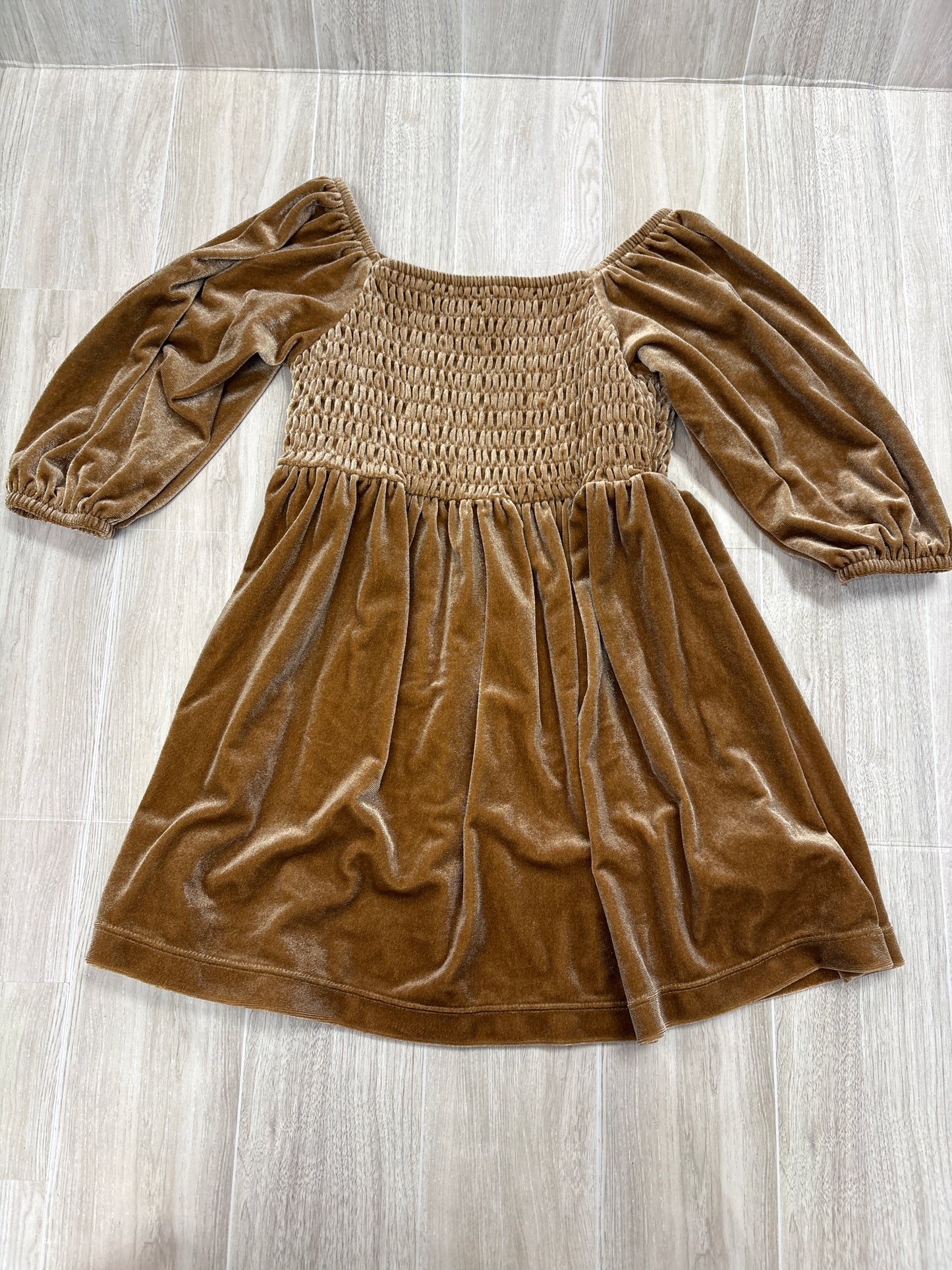 3T Gold Velour Smocked Dress