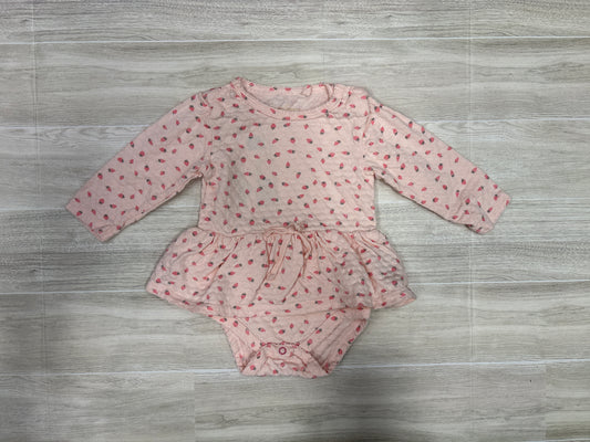 3/6m Strawberry Long Sleeve Twirl Onesie