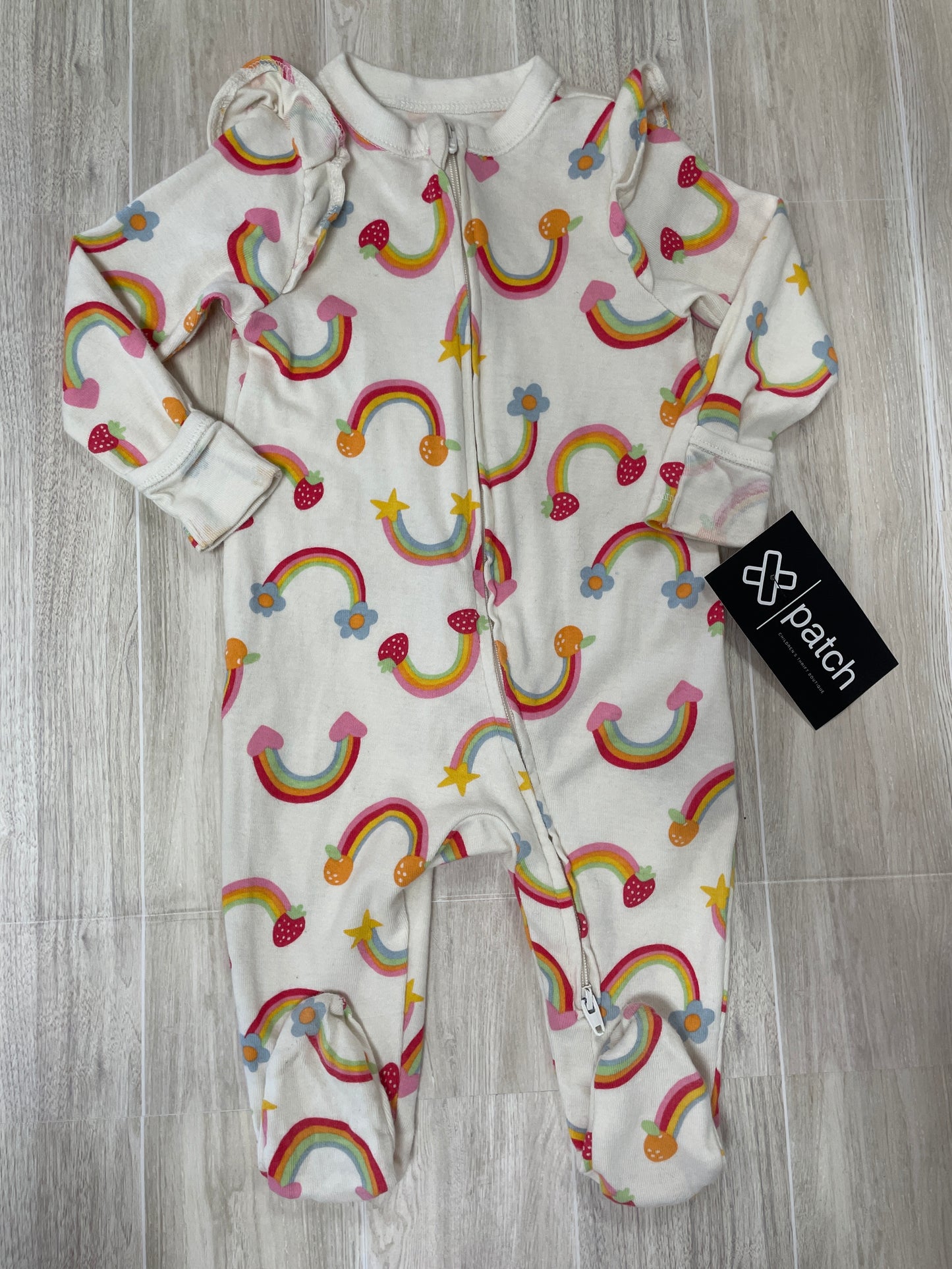 3-6m Ruffle Sleeve Rainbow Pajama