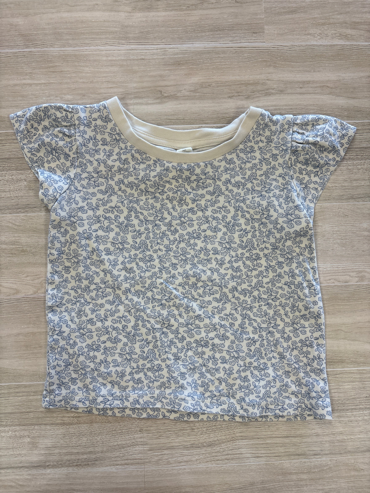 4T Kendi Cream/Blue Floral Tee