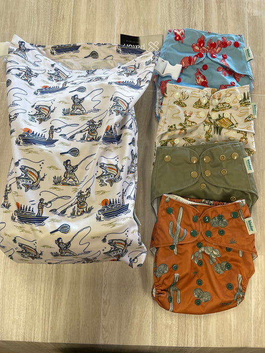 Western Themed Cloth Diaper Bundle + Wet Bag