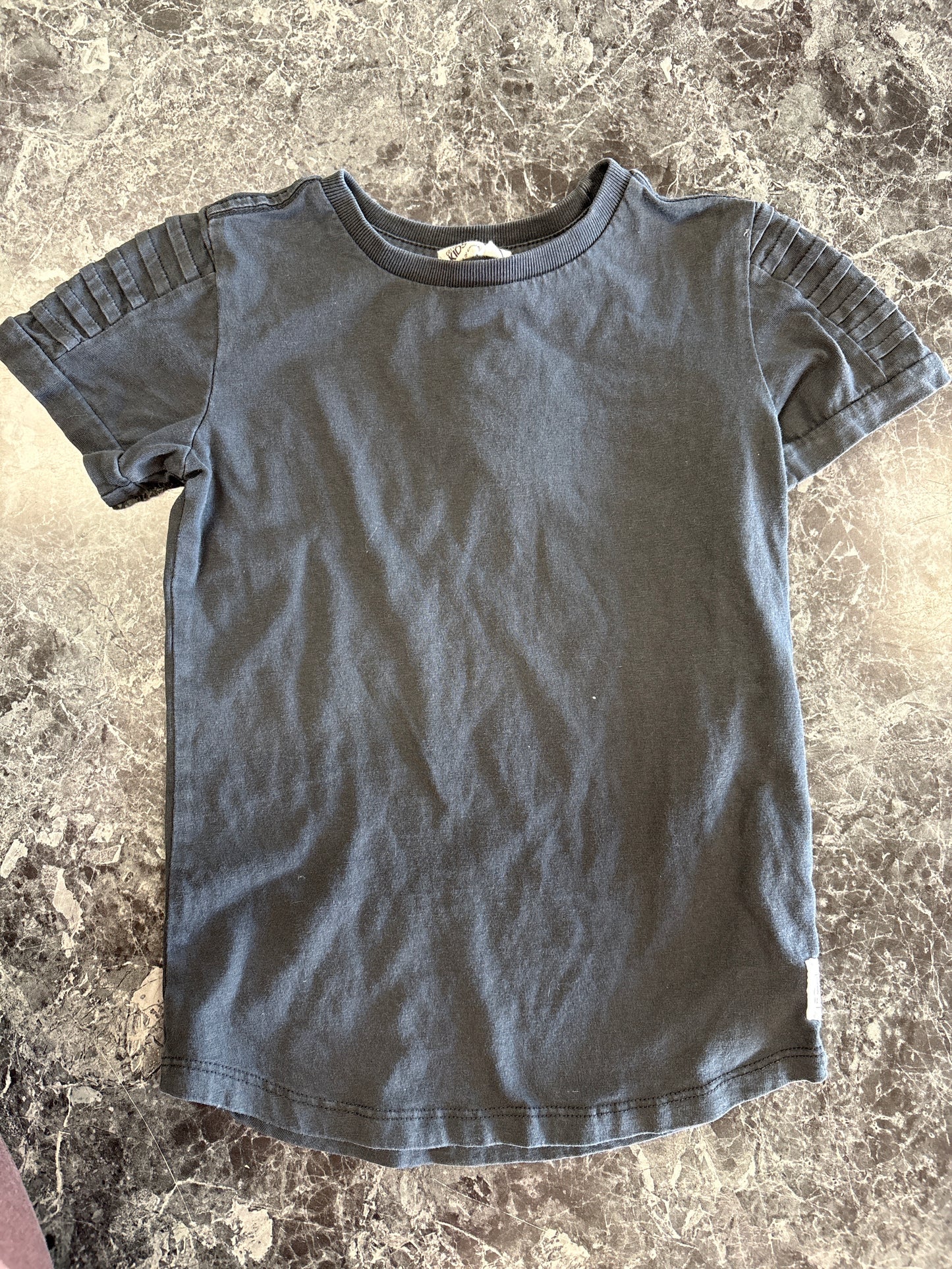 3T Cotton On Kids Basic Shirt with Shoulder Pleat- Charcoal