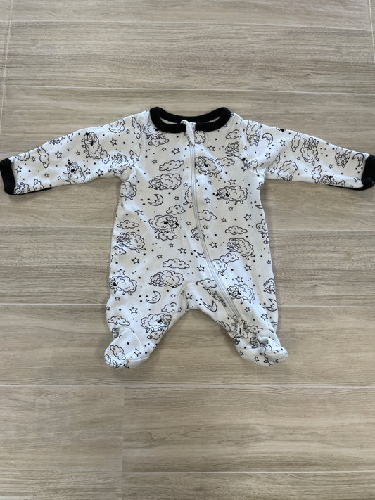Preemie Black/White Lamb Pajama