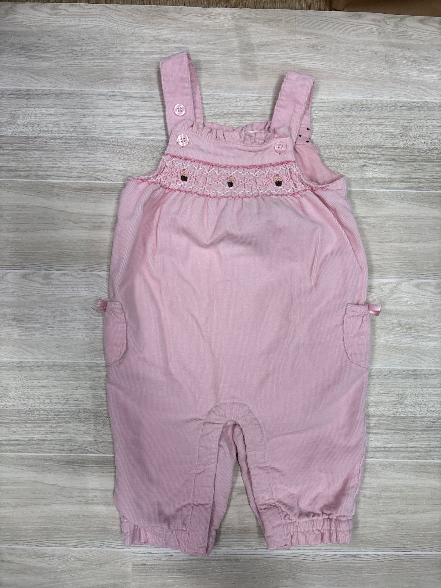 0-3m Janie And Jack Pink Cupcake Overalls + Onesie Set