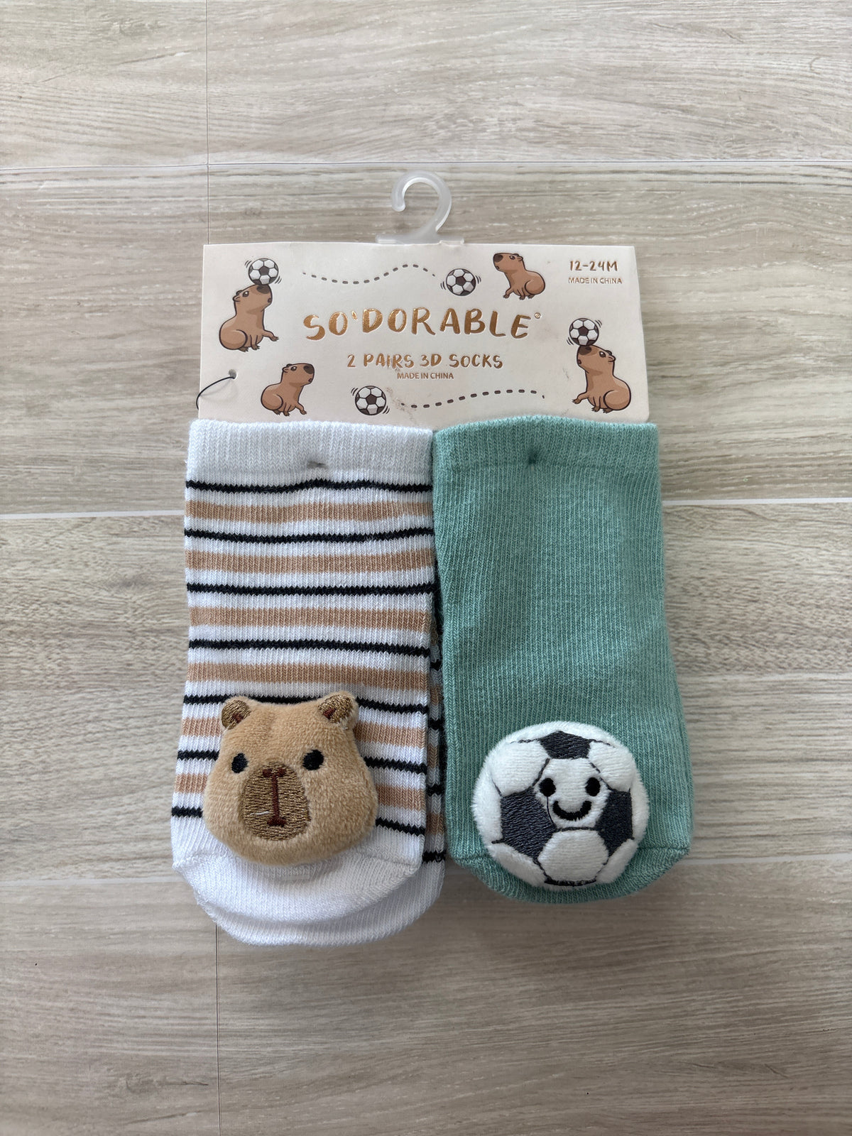 NWT 12-24m 3D Bear/Soccer Sock 2 Pack