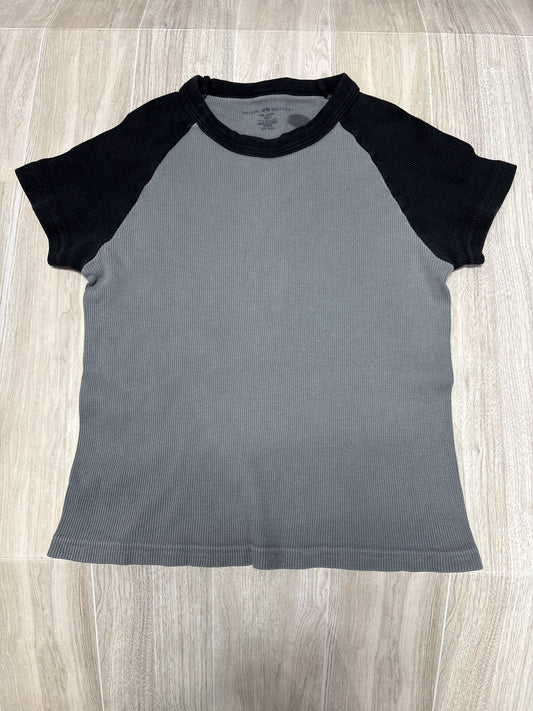 10/12 Brandy Melville Grey/Black Ribbed Tee