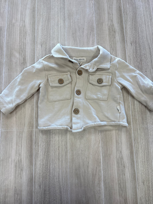 3-6m Rabbit + Bear Organic Cream Button Shacket - Blemish