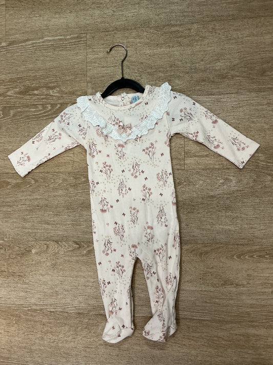 6-9m Ribbed Laced Footed Romper