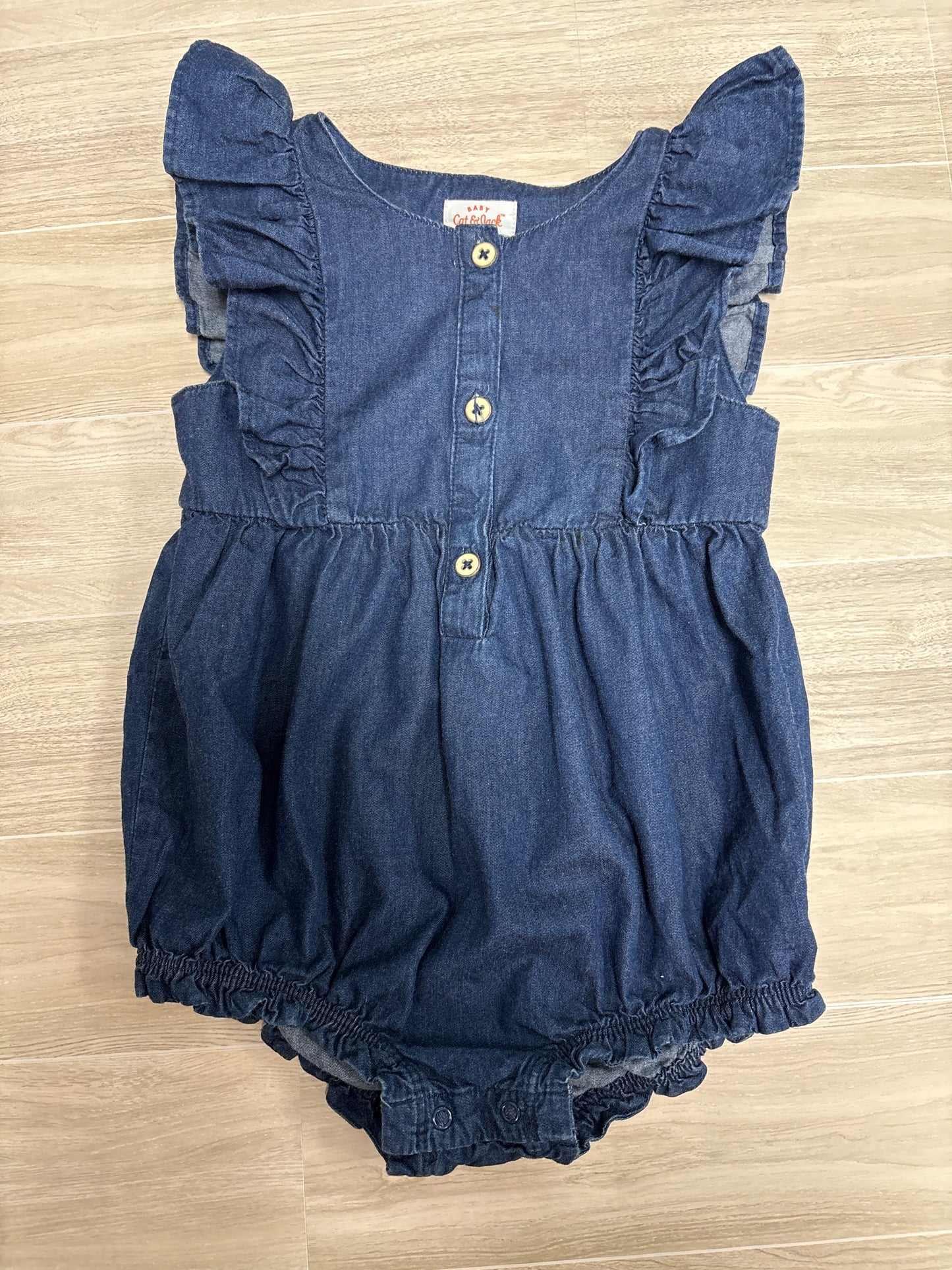 24m Soft Denim Ruffle Romper