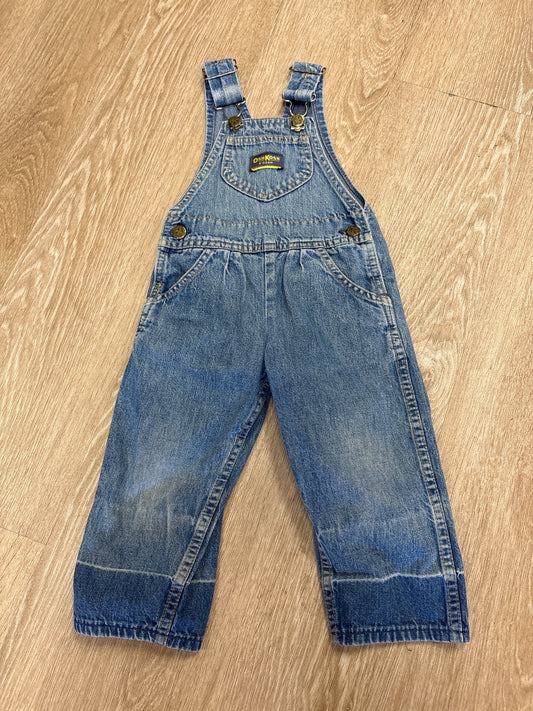 2T Vintage OshKosh Pleated Denim Overalls