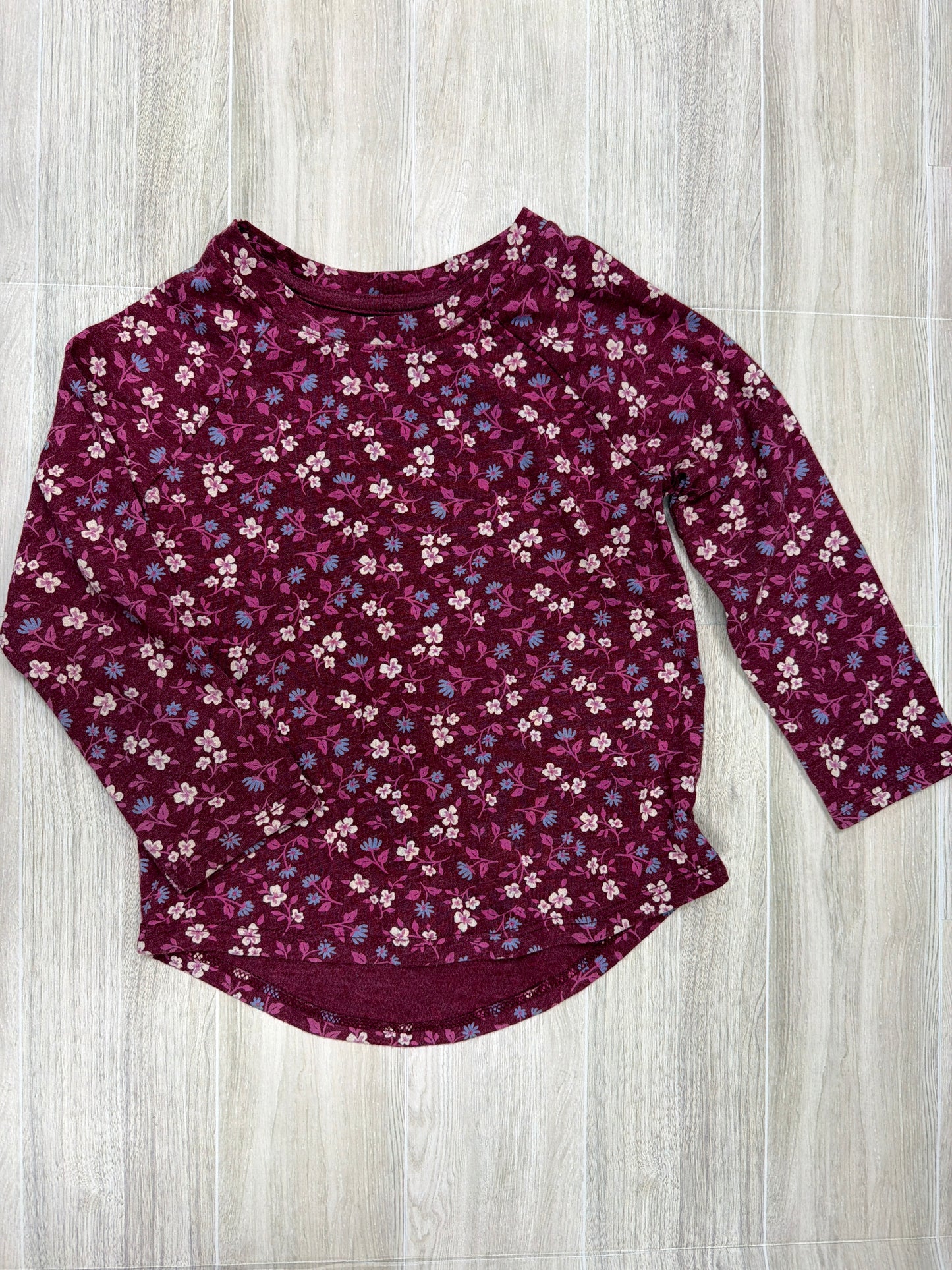 3T Maroon Floral Long Sleeve Top