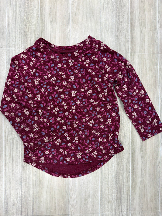 3T Maroon Floral Long Sleeve Top