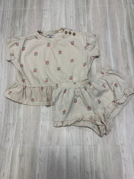 18m Tan Floral Top + Shorts Set