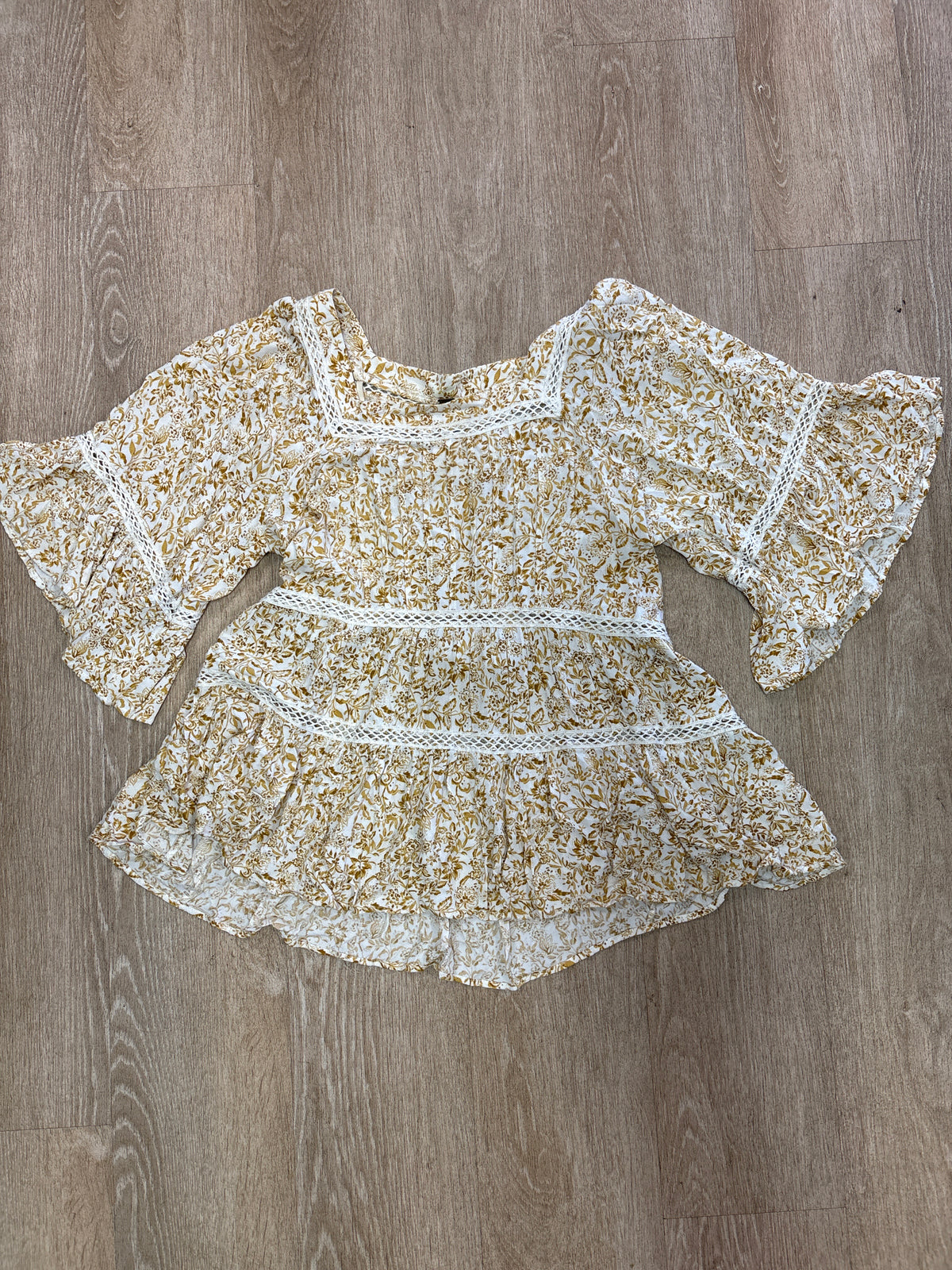 Womens Small Free People Mustard Flowy Layered Top