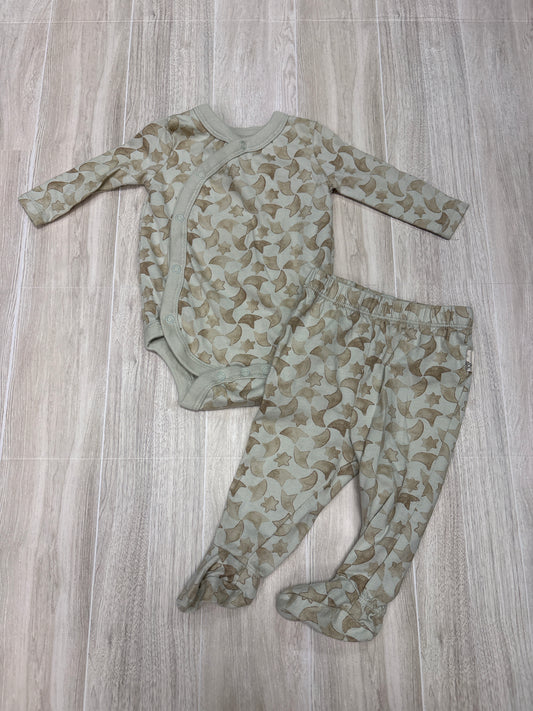 Preemie Burts Bees Green/Tan Stars 2 Piece Set