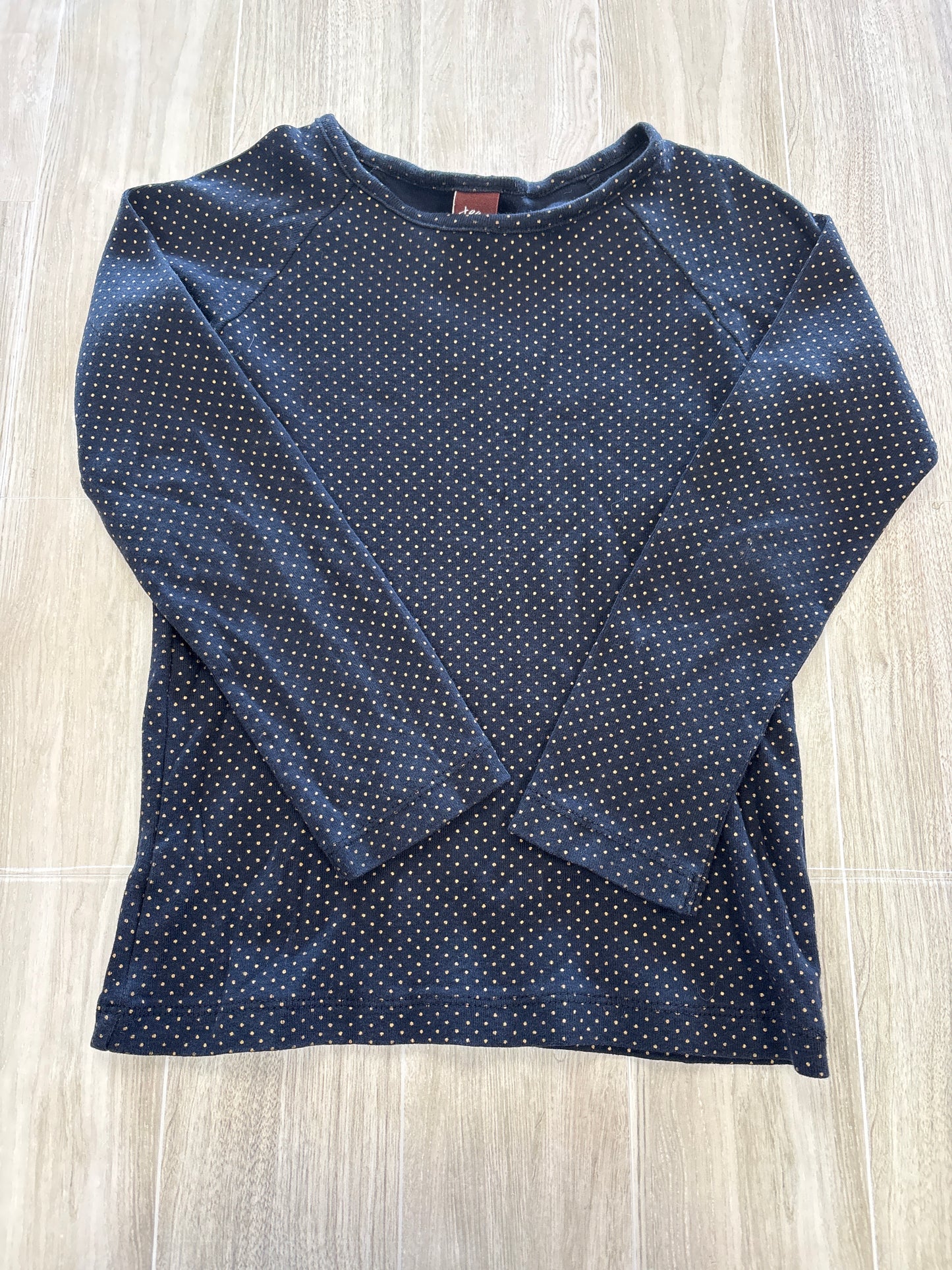 6 Tea Dark Navy Gold Dotted Long Sleeve